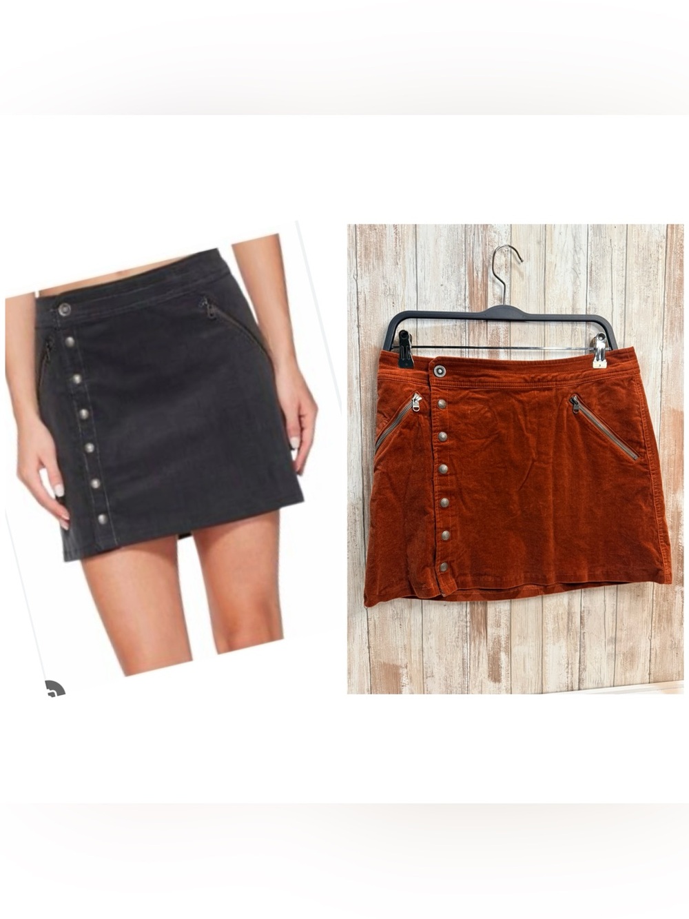 Kuhl Corduroy Rust Button-Front Mini Skirt in Rust